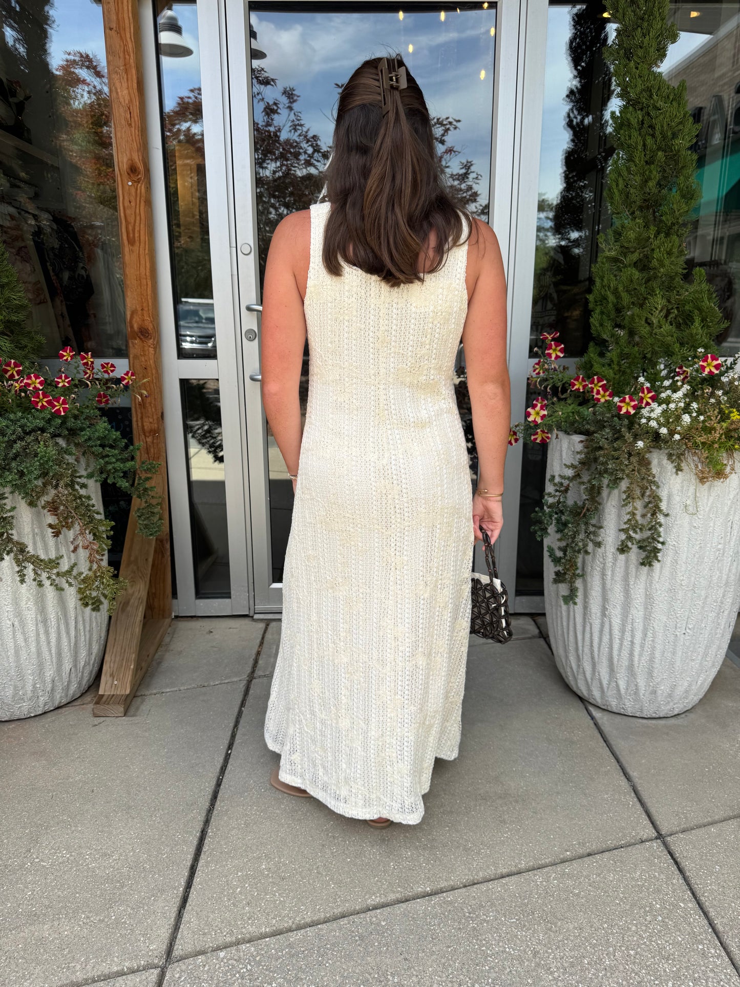 Crochet Bead Detail Midi Dress