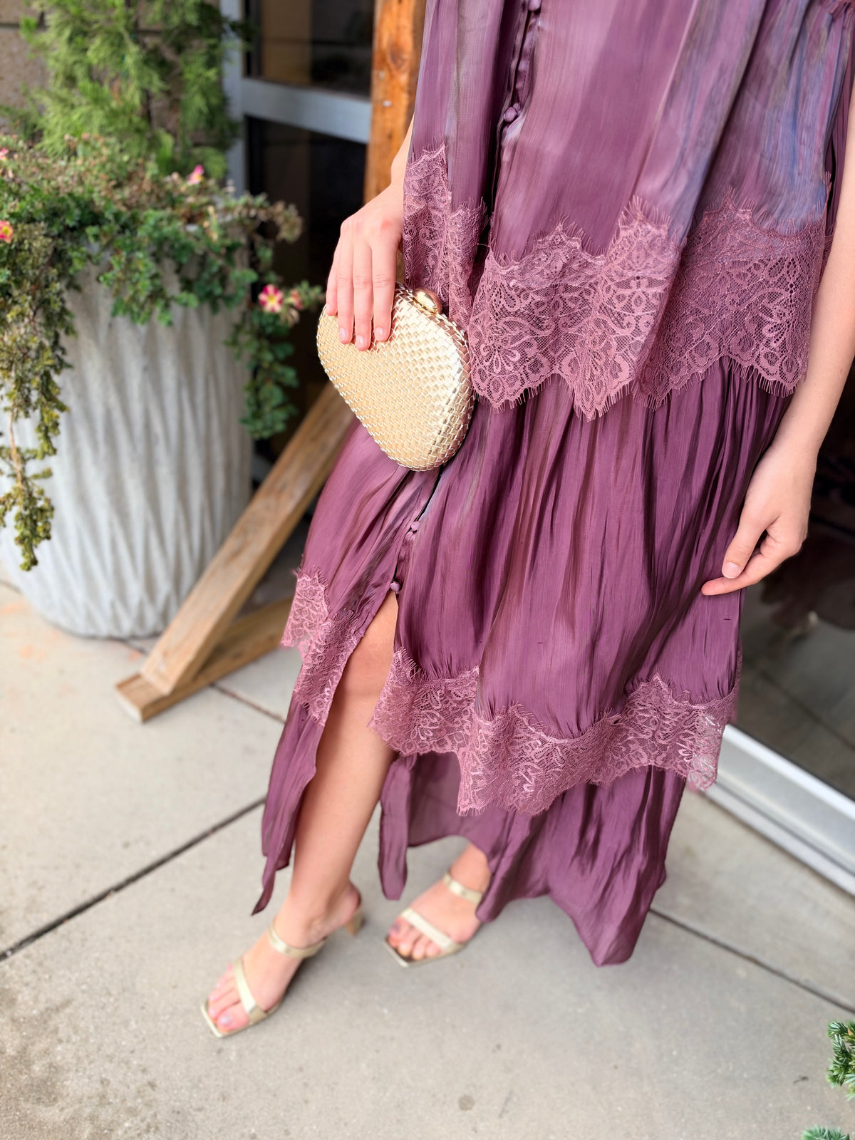 Lace Trim Maxi Dress