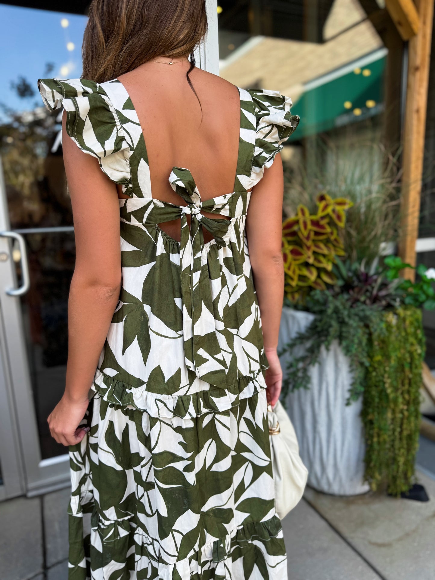 Emerald Canopy Ruffle Maxi Dress