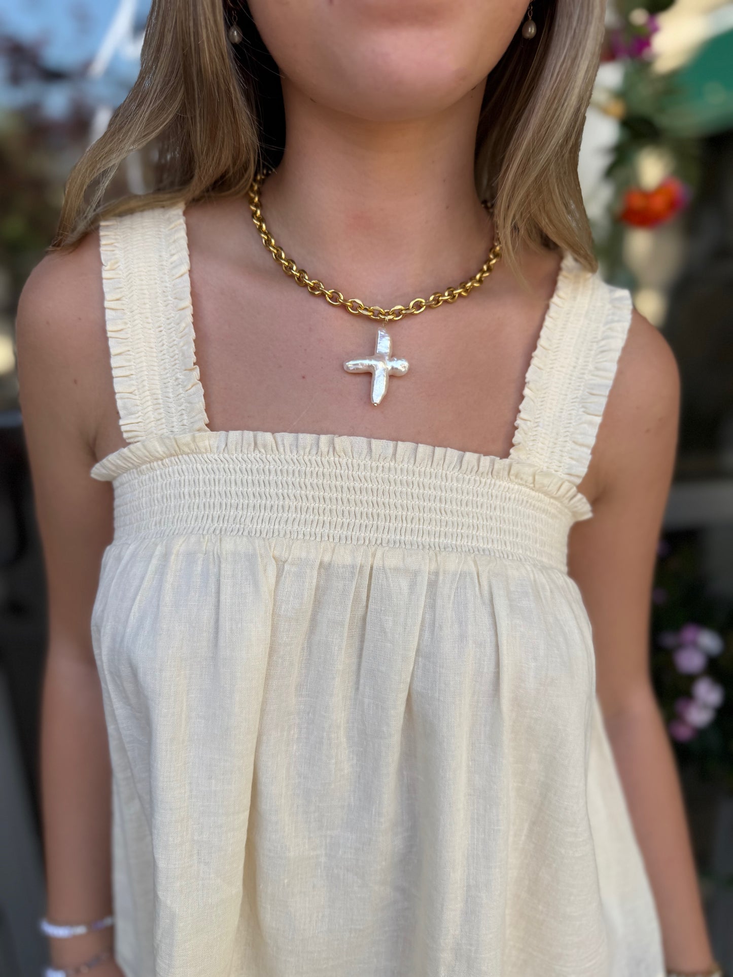 Baroque Chain Pearl Cross