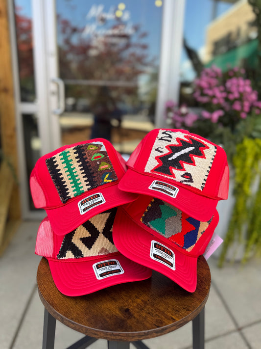 Red Orijinal Kilim Patch Trucker Hat