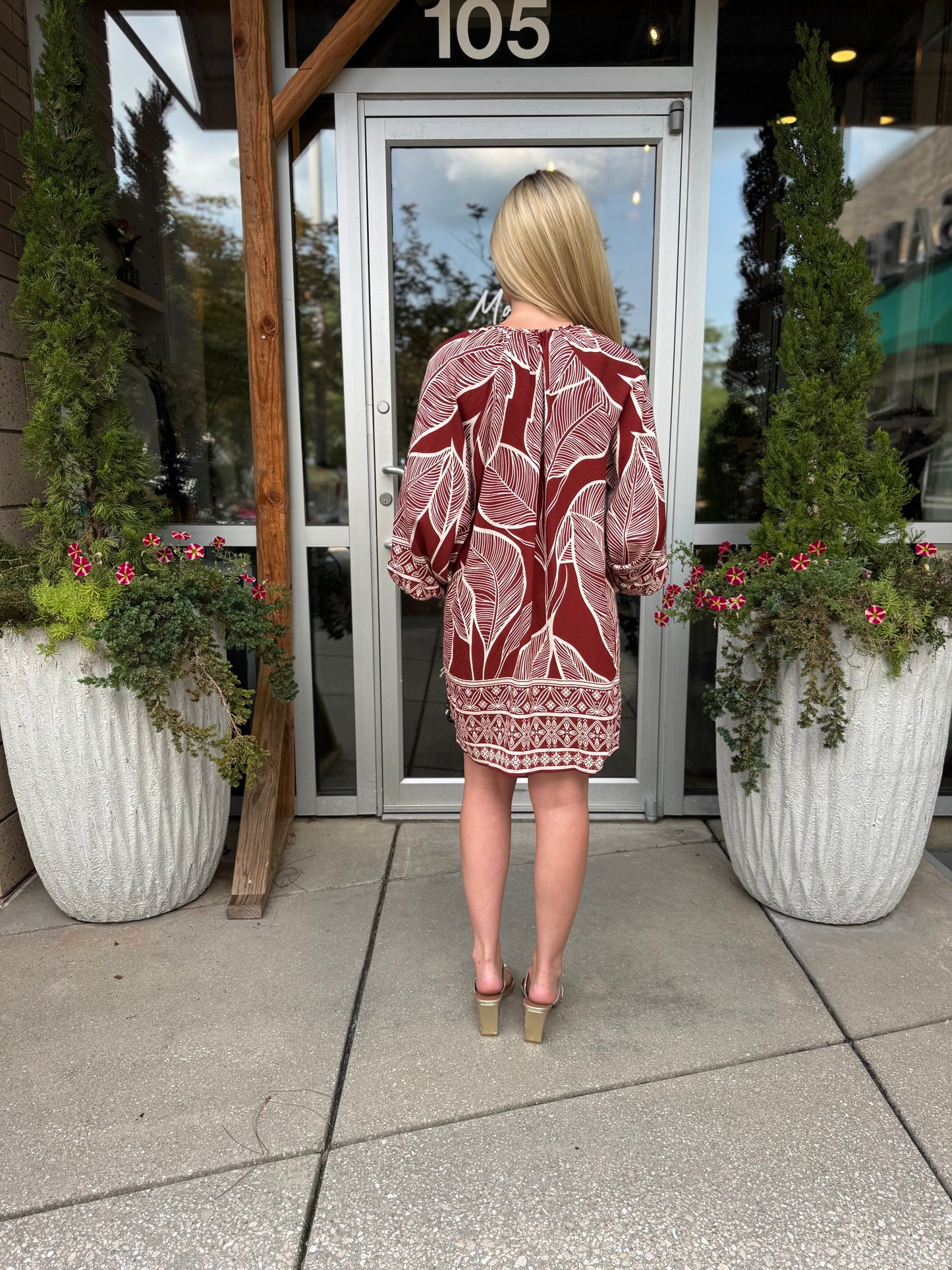 Rustic Leaf Shirt Dress
