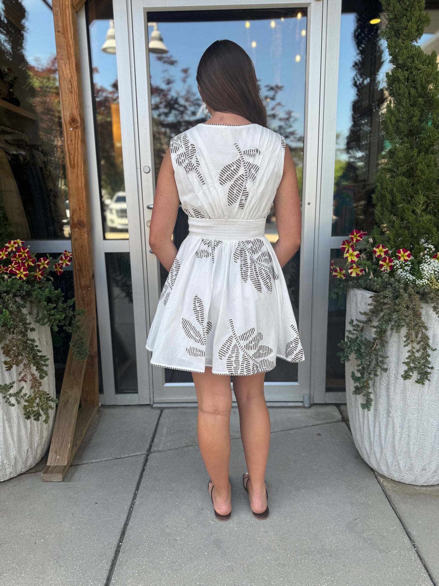 Embroidered Zipper Front Dress
