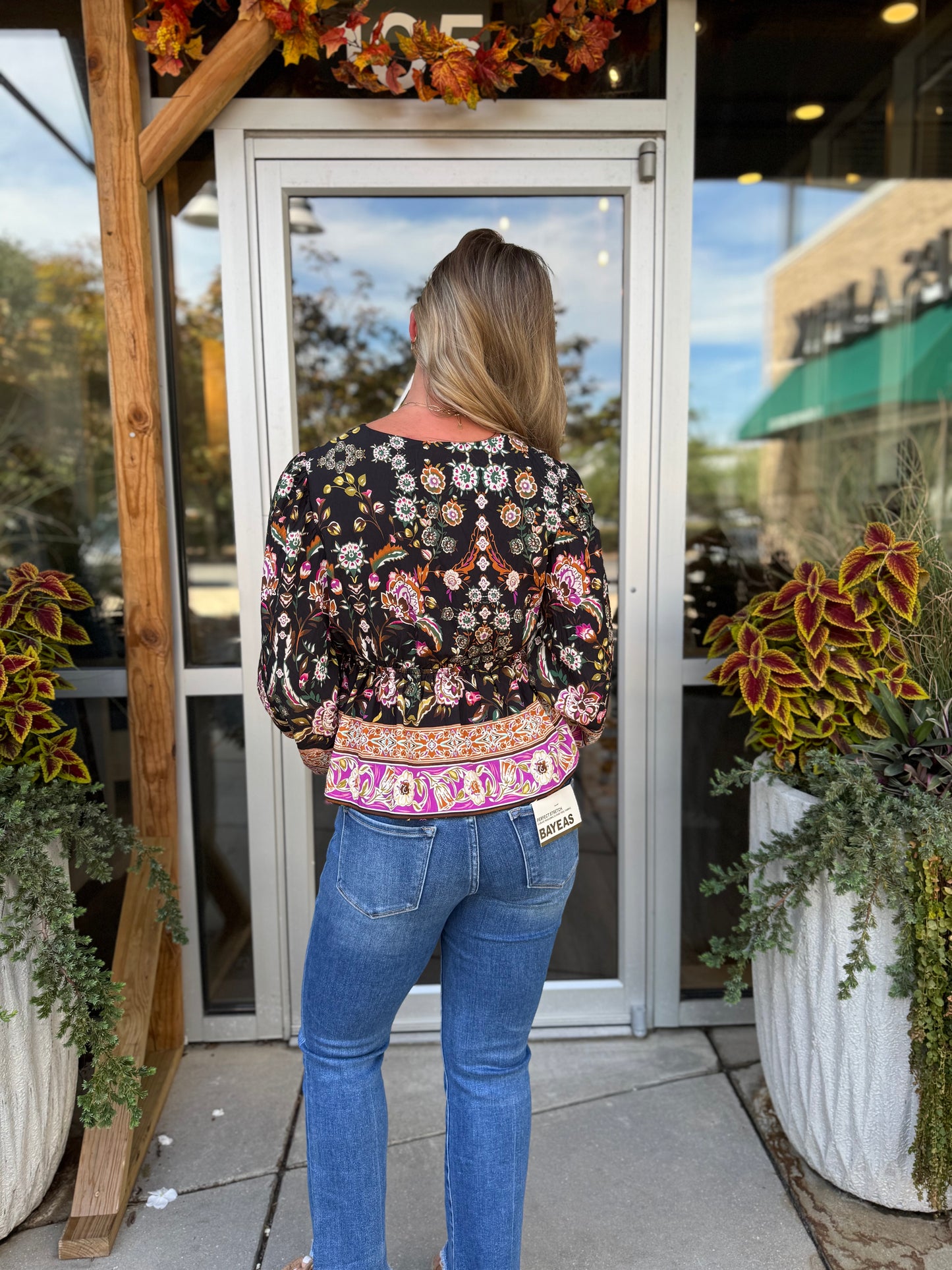 Autumn Floral V Neck Blouse