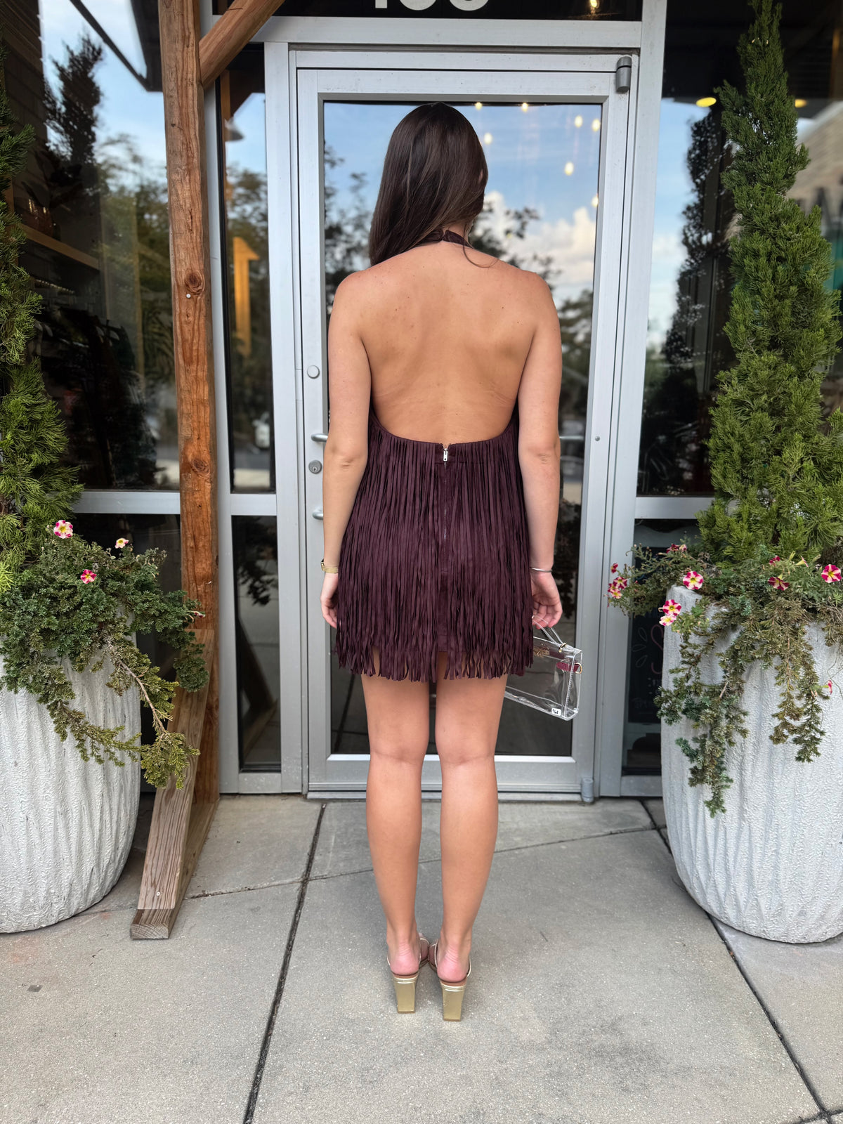 Wine Fringe Dress