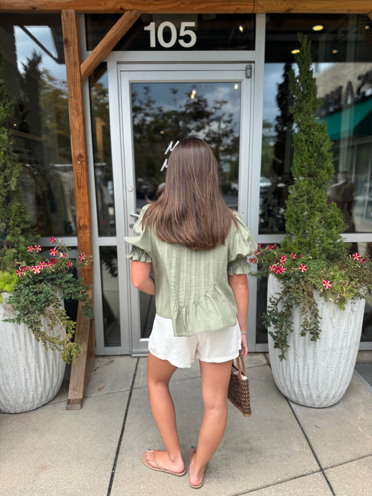 Ruffled Pintuck Lace Blouse