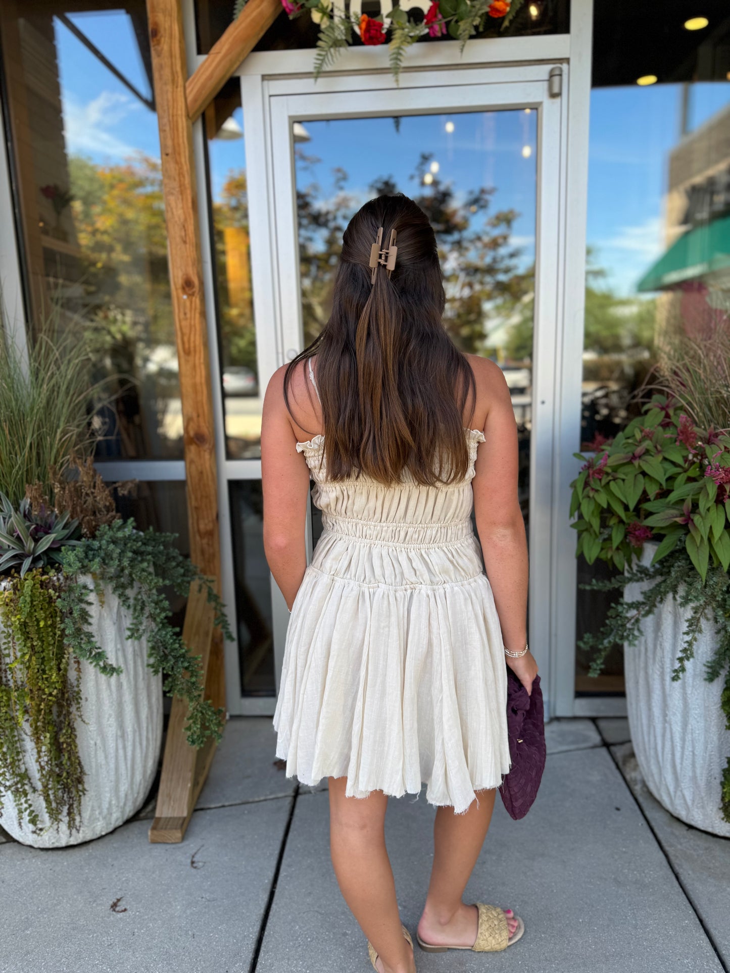 Cinched Ruffle Mini Dress