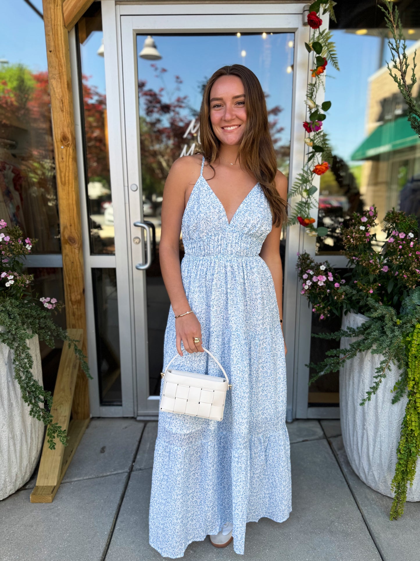 Santorini Bloom Maxi Dress