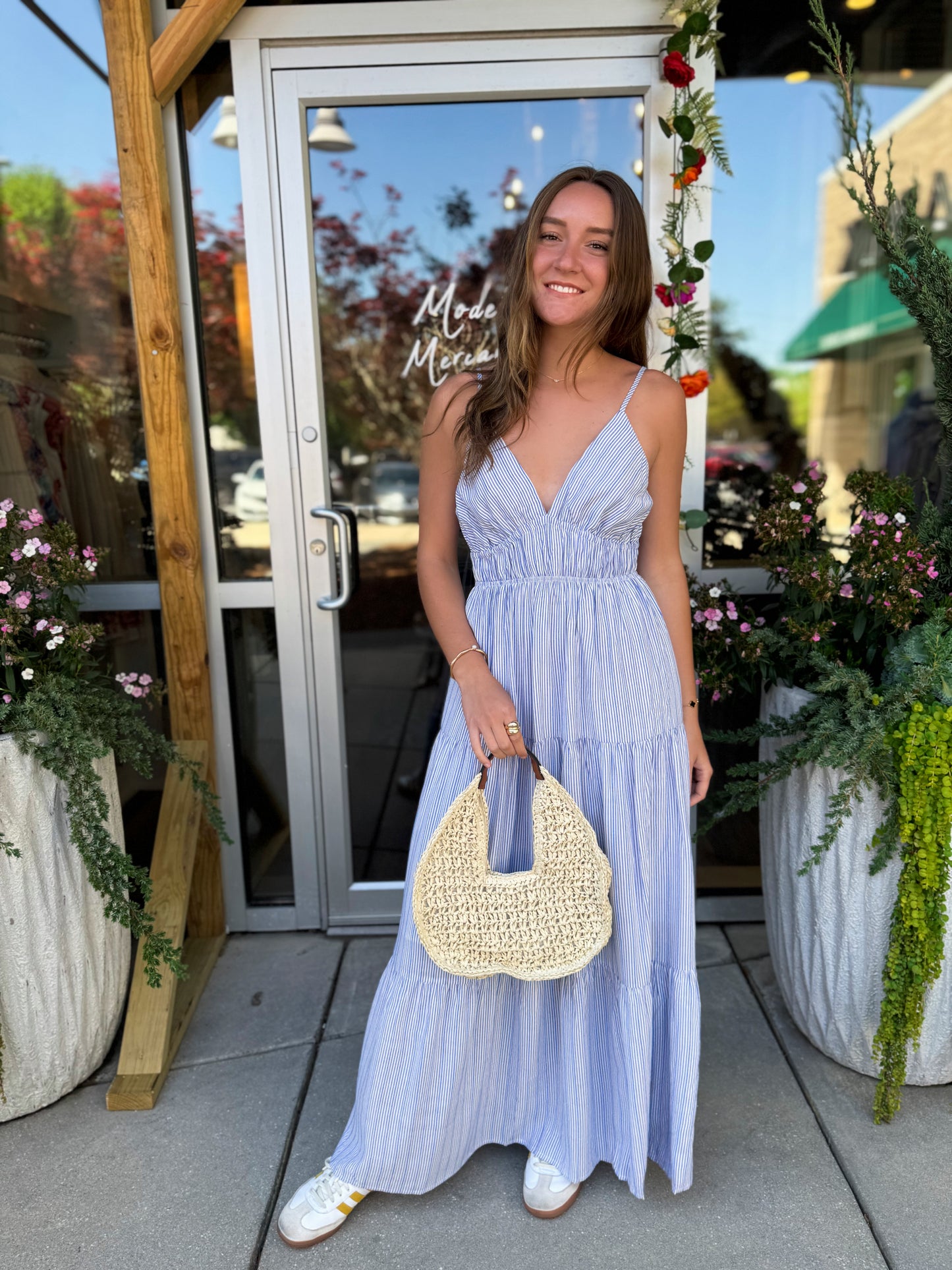 Santorini Coastal Maxi Dress
