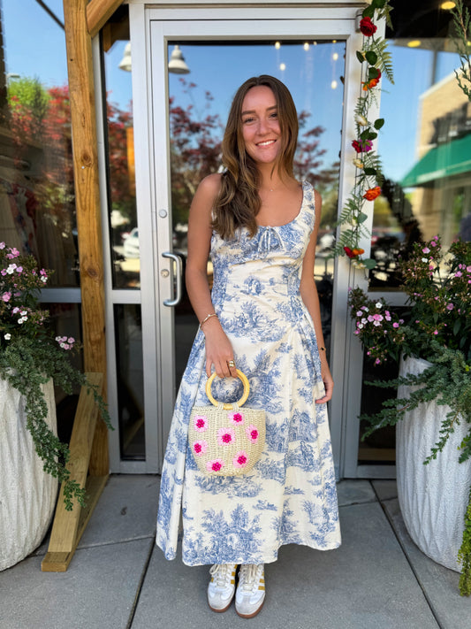 Toile Drop Waist Midi Dress