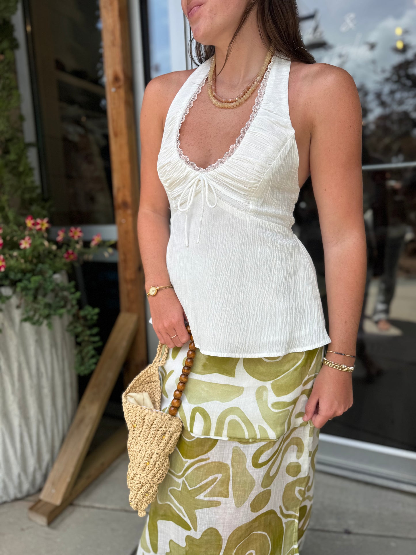 Lace Trim Halter Top