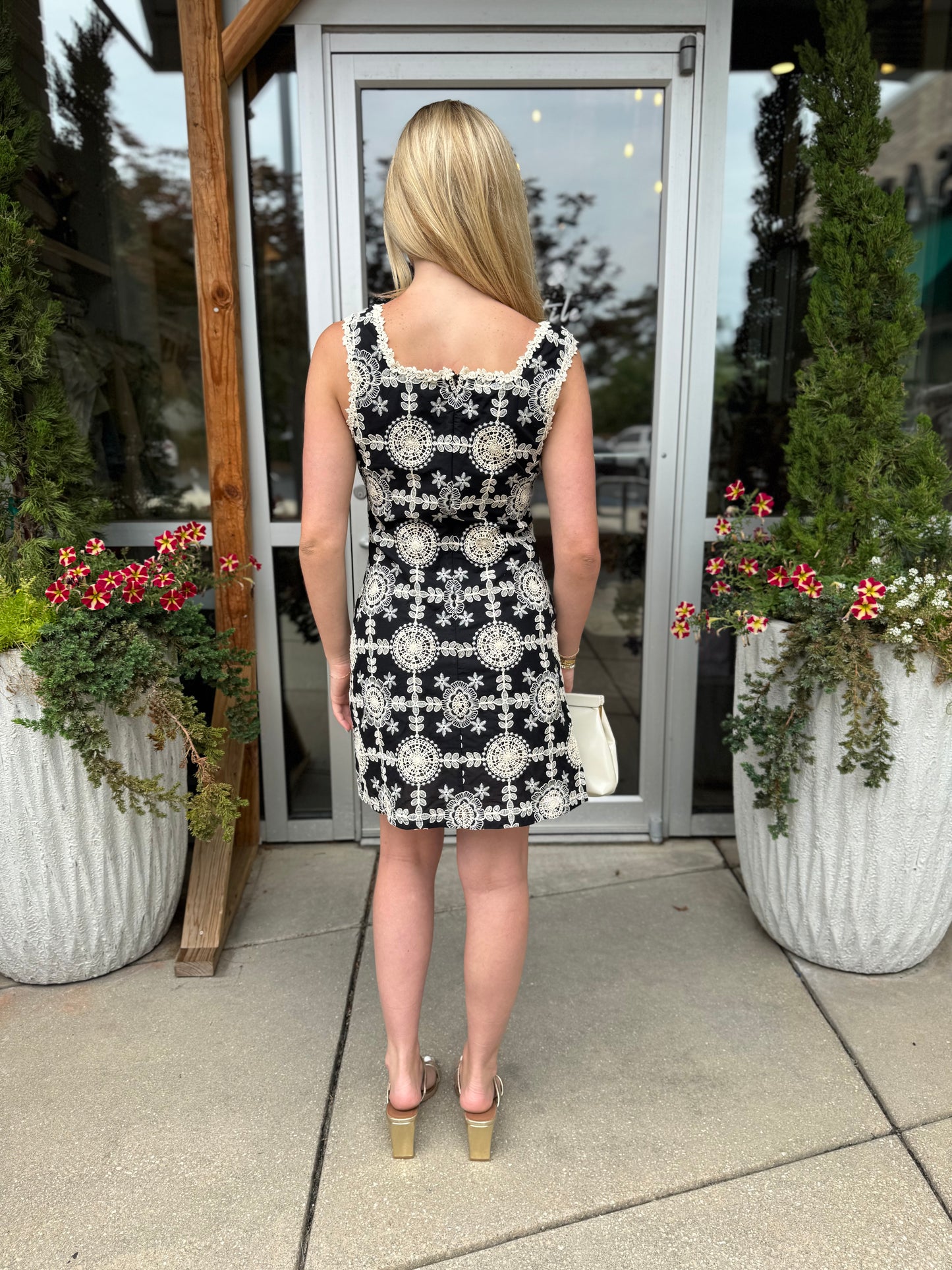 Black Crochet Shift Dress