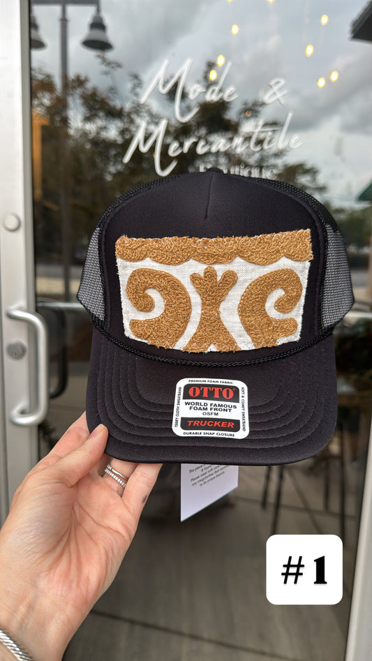 Black Orijinal Kilim Patch Trucker Hat