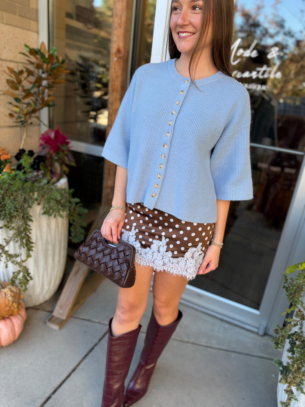 Lace Trim Satin Mini Skirt