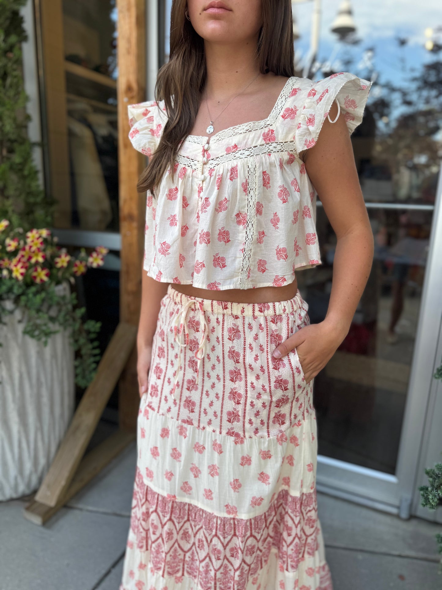 Pink Lotus Maxi Skirt