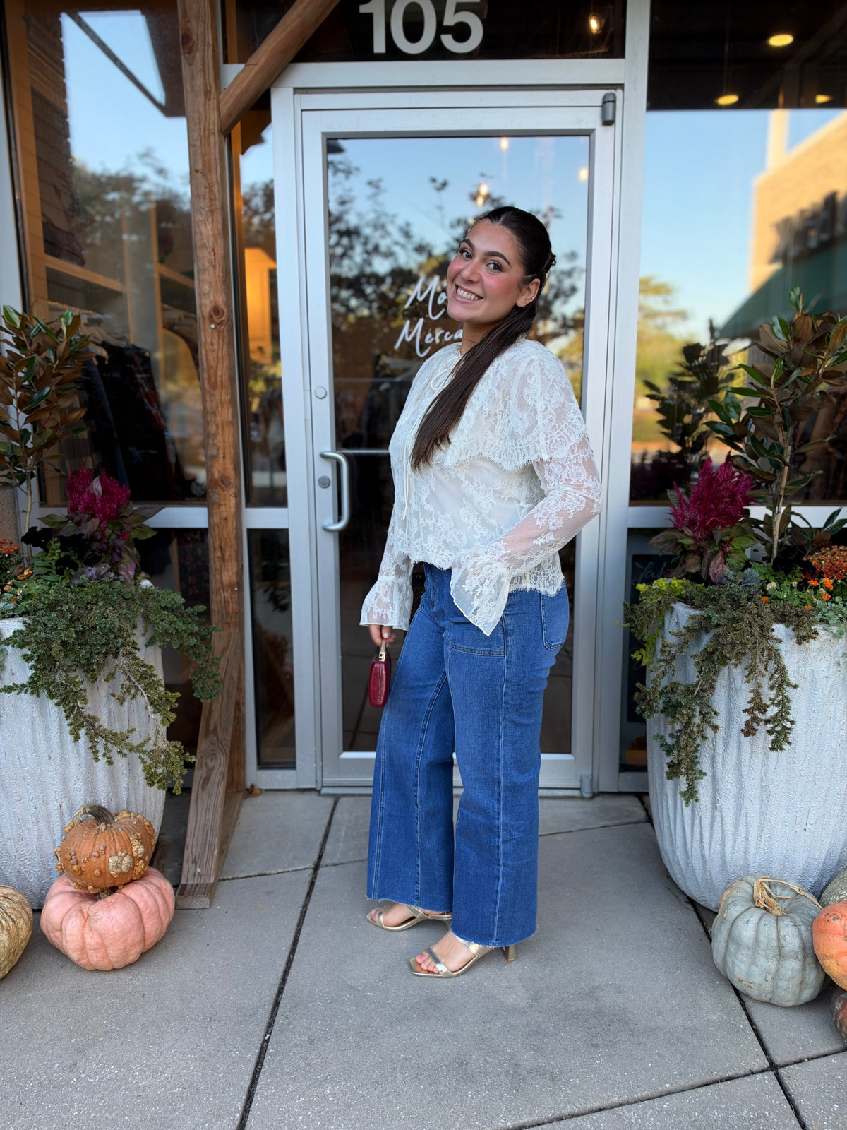 Cream Lili lace cape top, alternate view