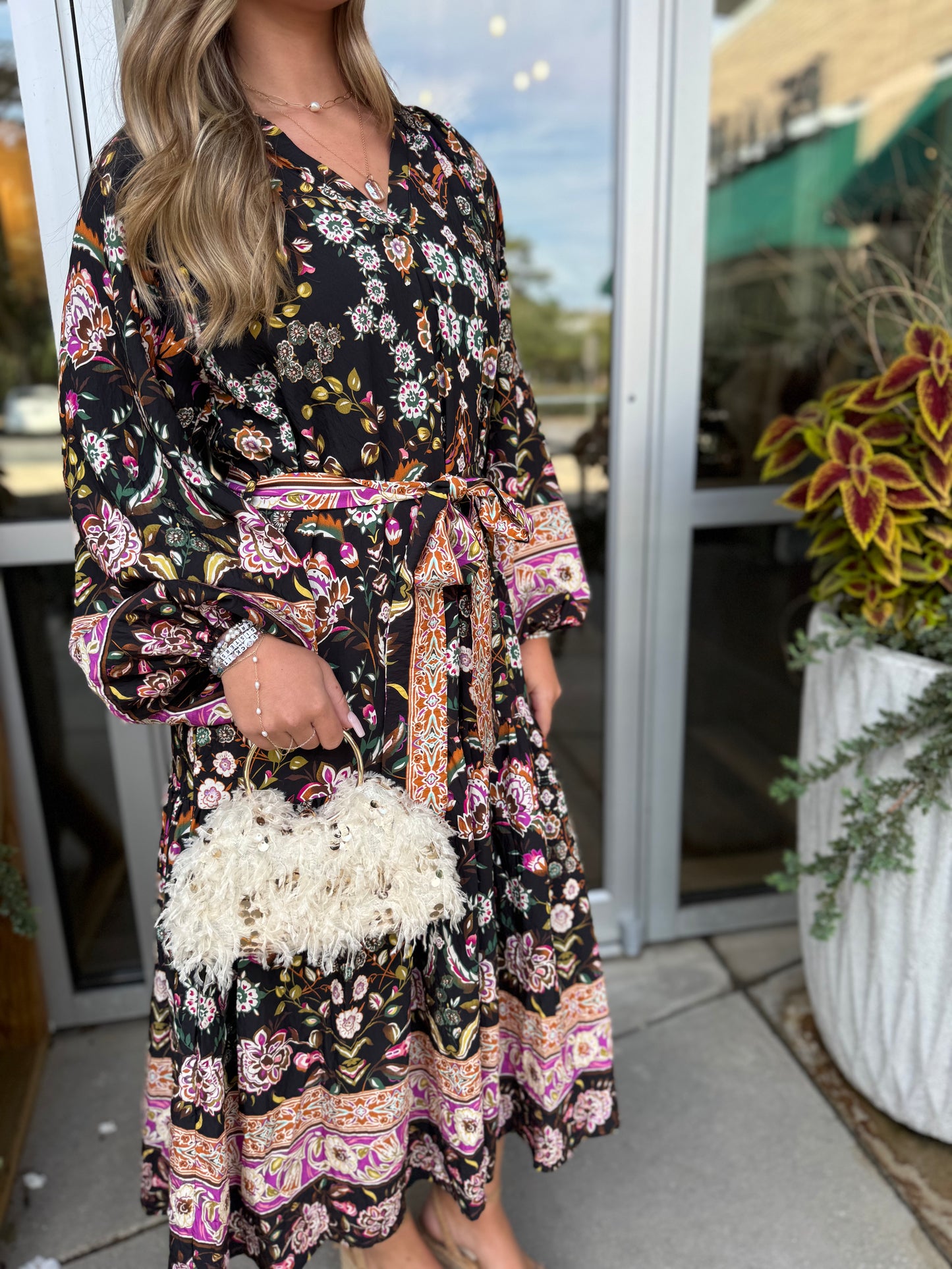 Autumn Floral Midi Dress