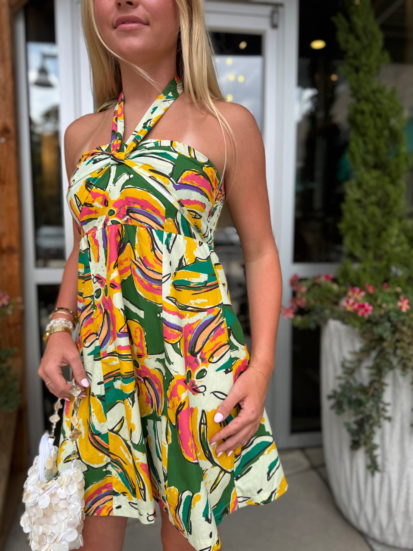 Calypso Halter Mini Dress
