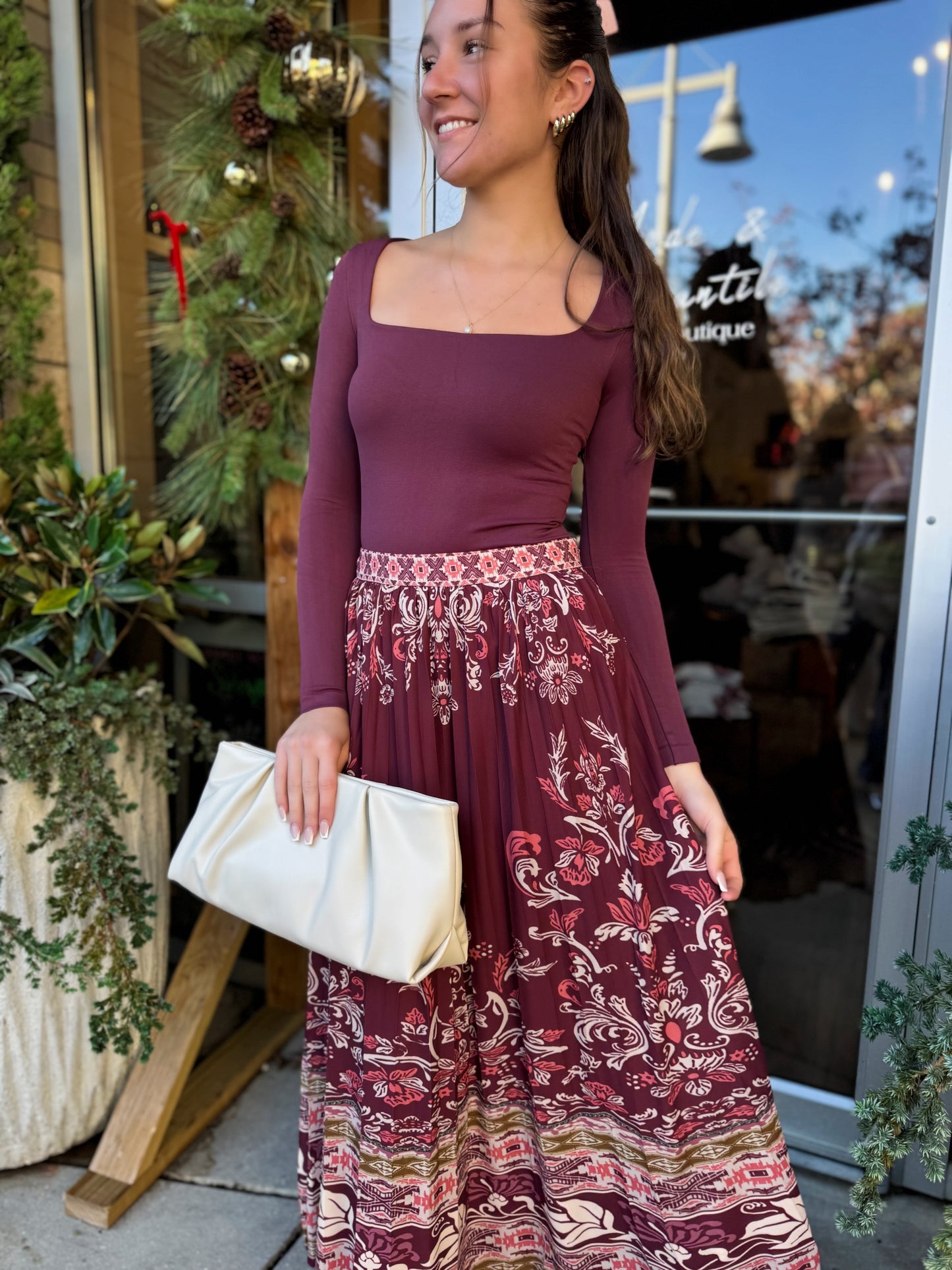 Meghan Pleat Maxi Skirt