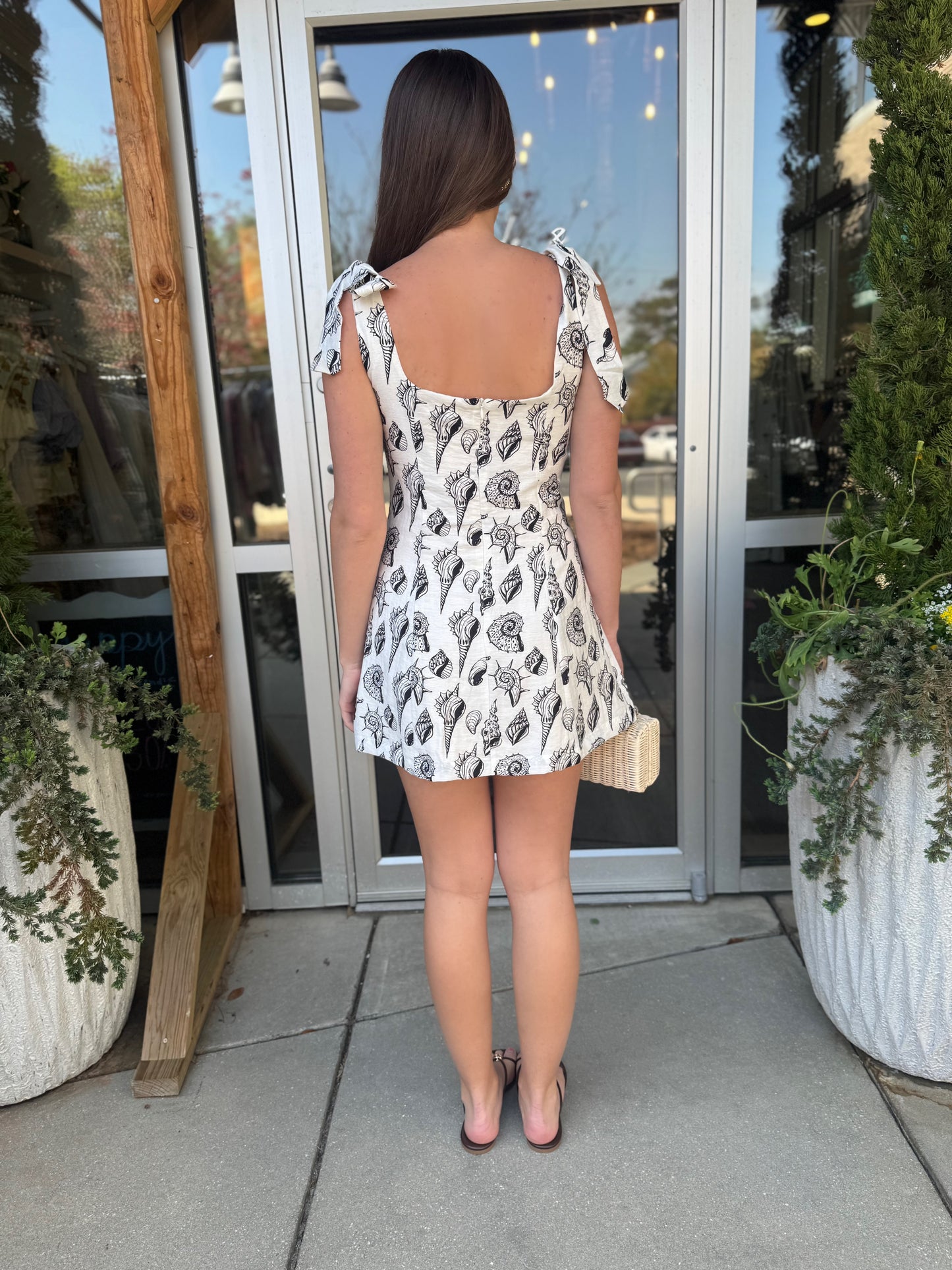 Shell Linen Tie Shoulder Dress