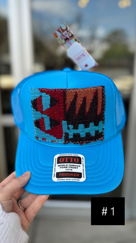 Electric Blue Orijinal Kilim Patch Trucker Hat