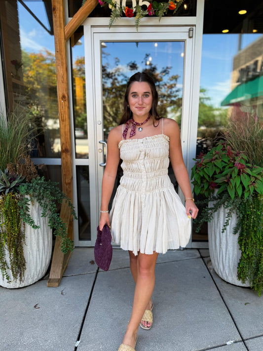 Cinched Ruffle Mini Dress