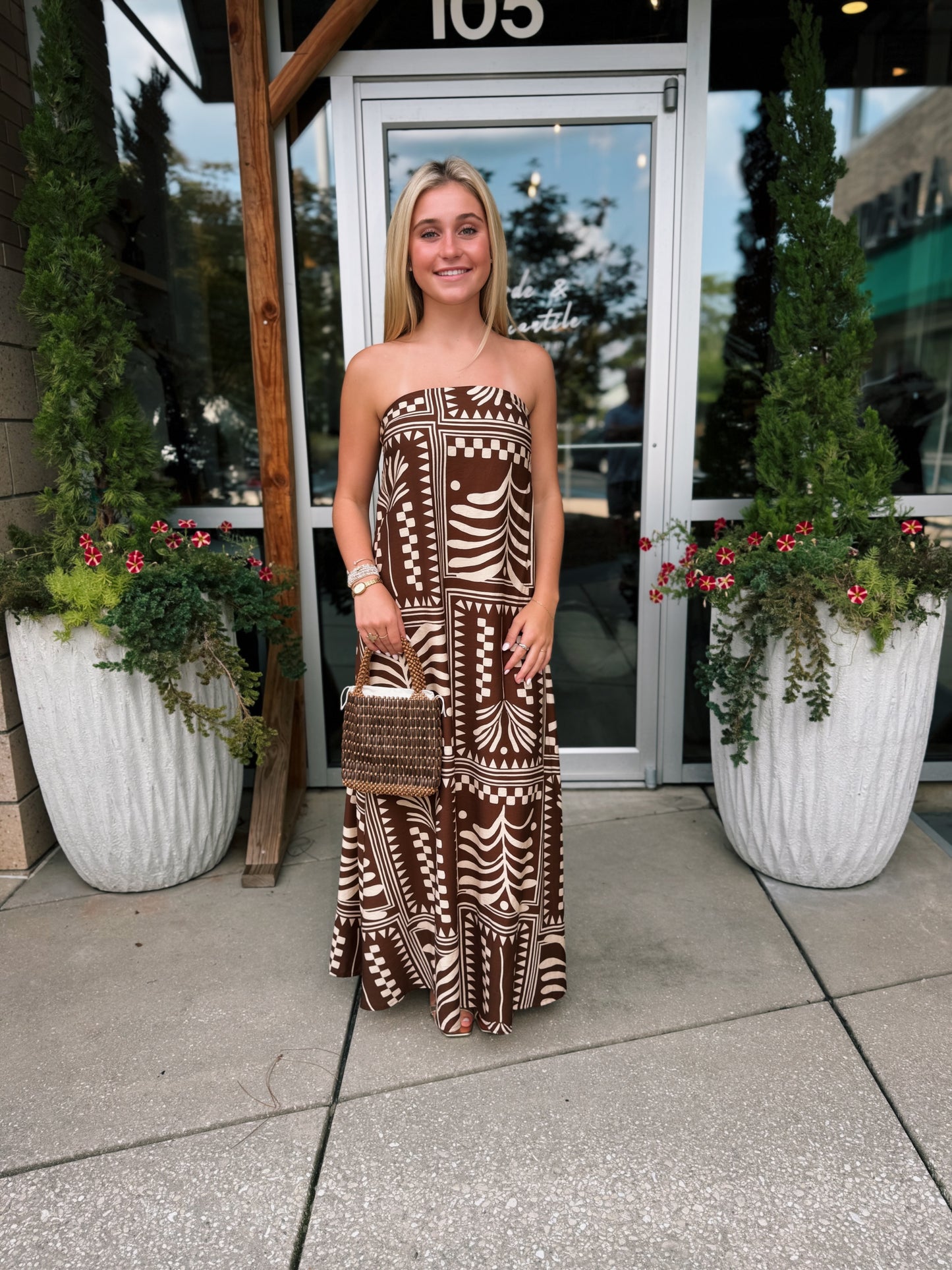 Terracotta Script Maxi Dress