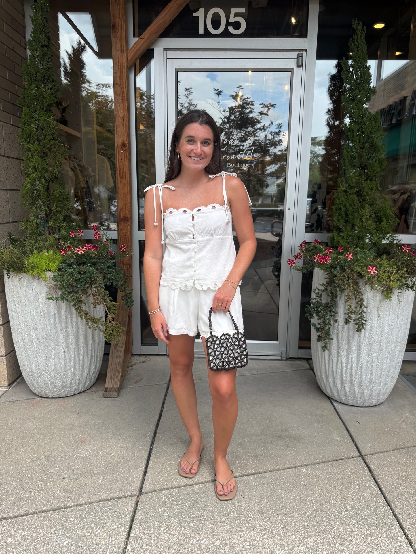 Scallop Top With Pearl Detail