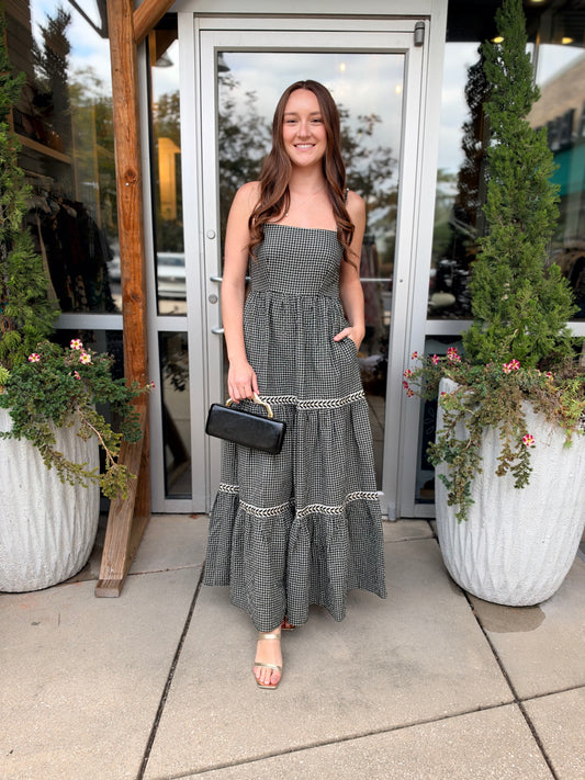 Black Check Maxi Dress