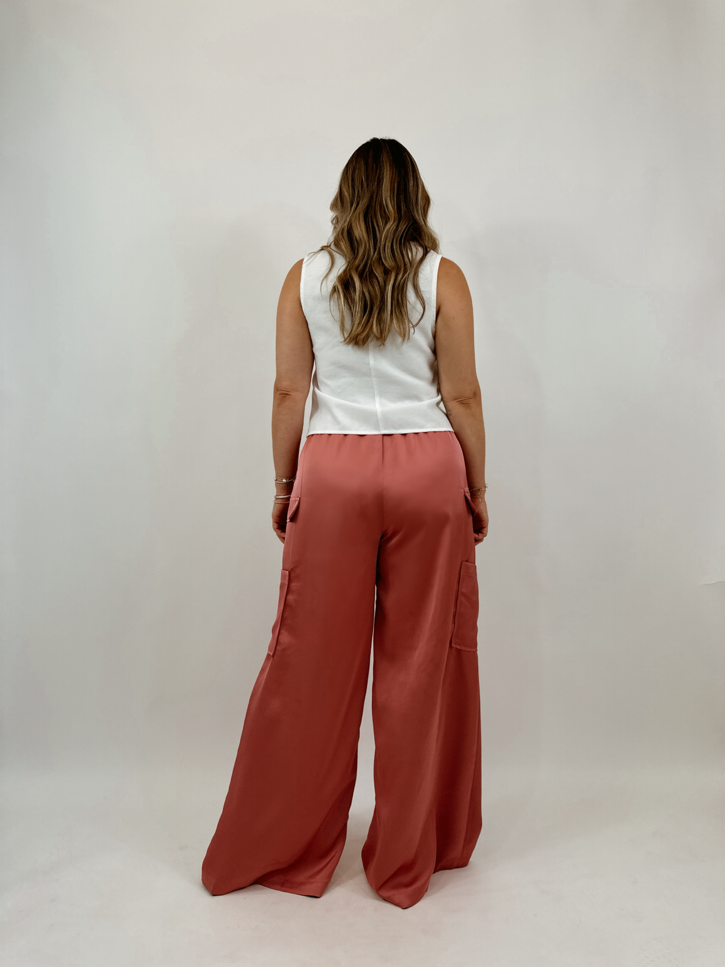 Satin Cargo Pants