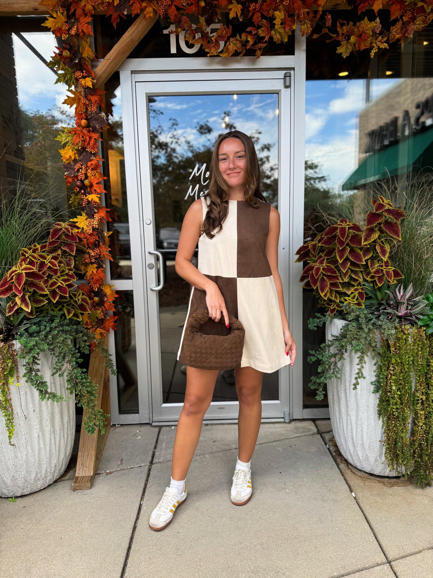 Suede Color Block Dress