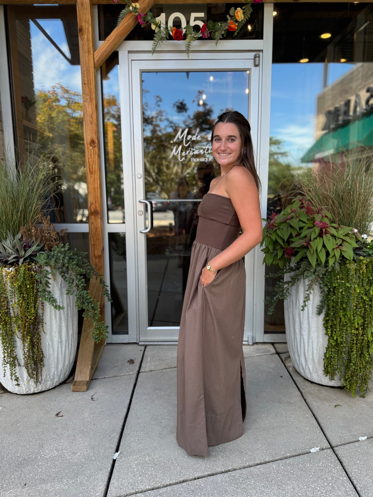 Linen Combo Tube Dress
