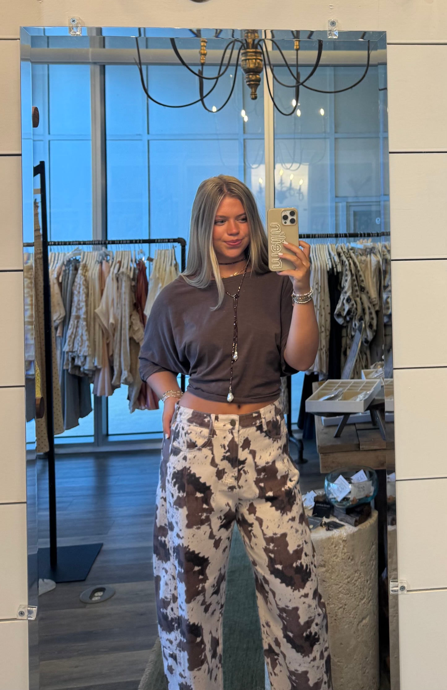 Calf Print Barrel Jeans
