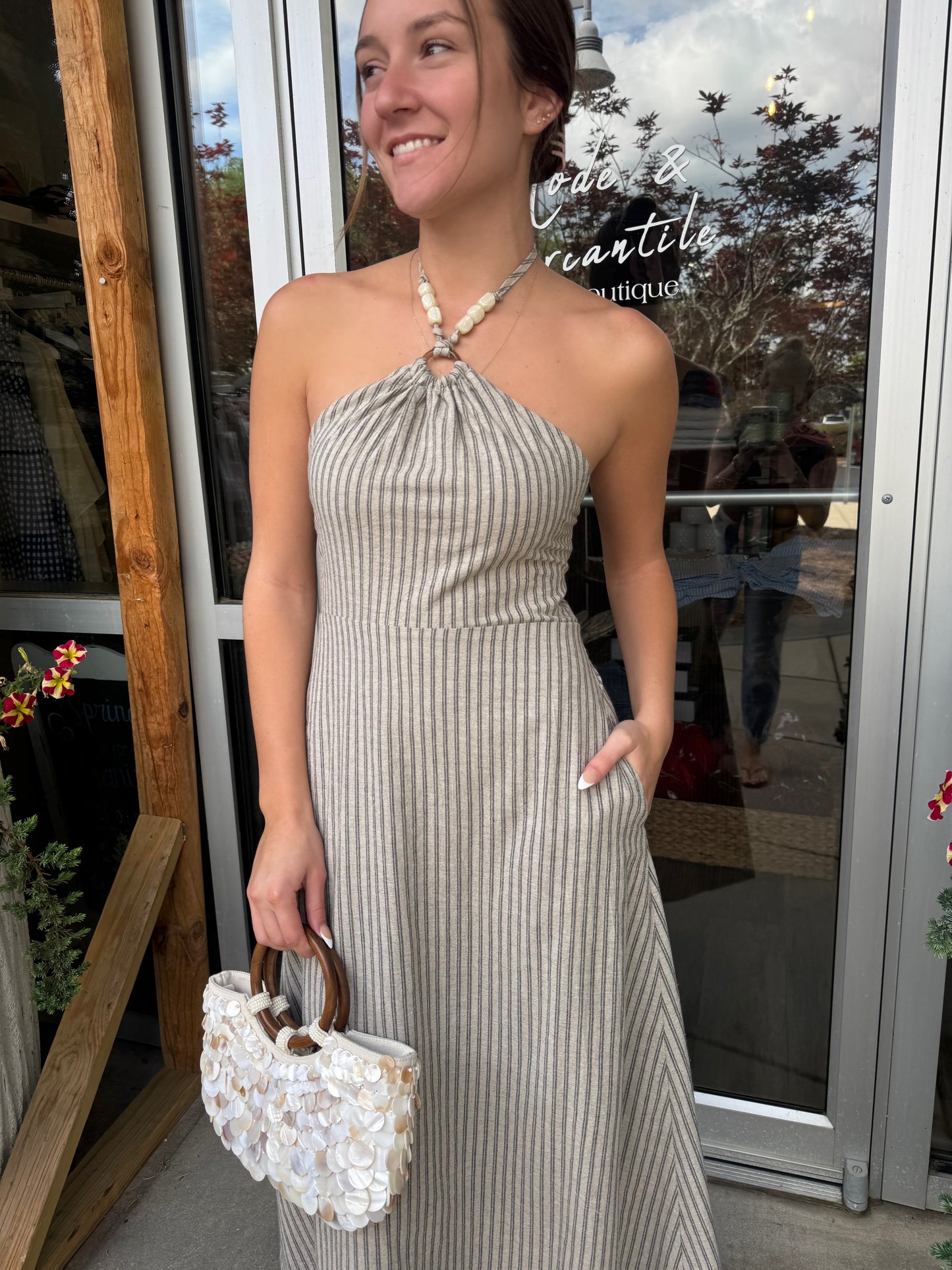 Linen Halter Midi Dress