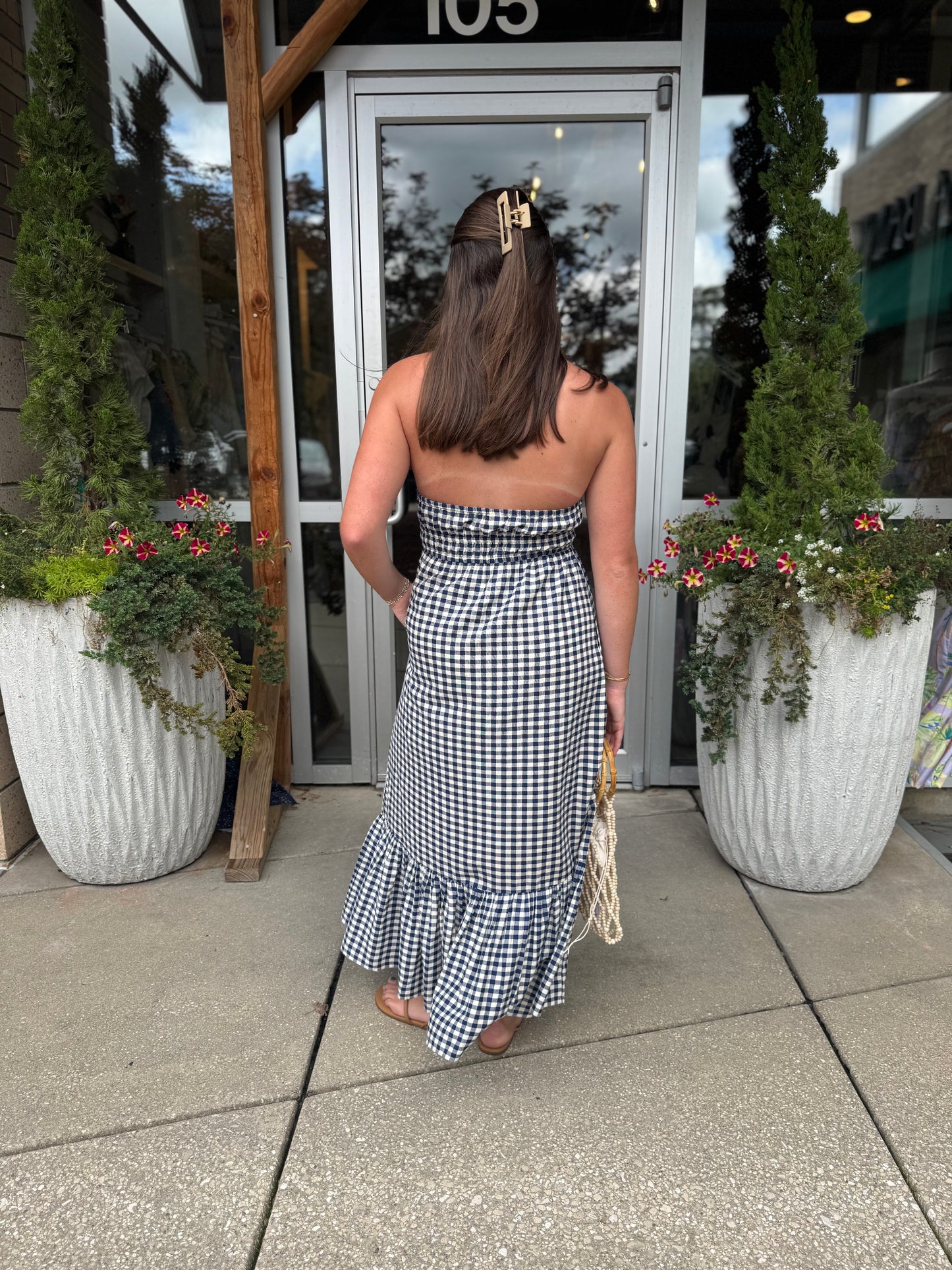 Gingham Halter Maxi Dress