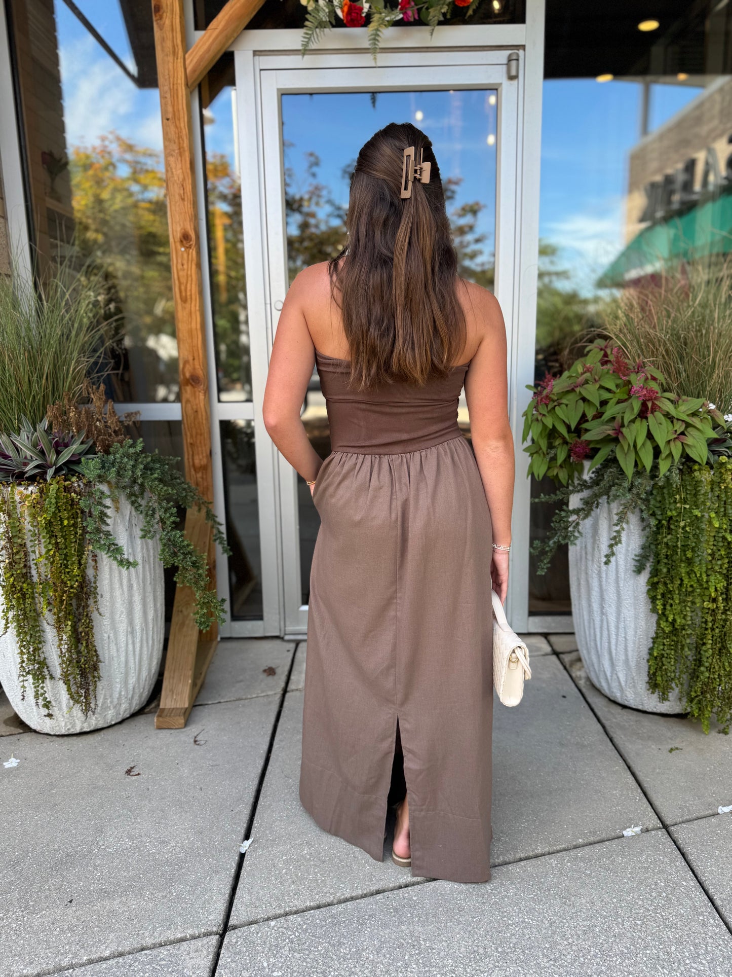 Linen Combo Tube Dress