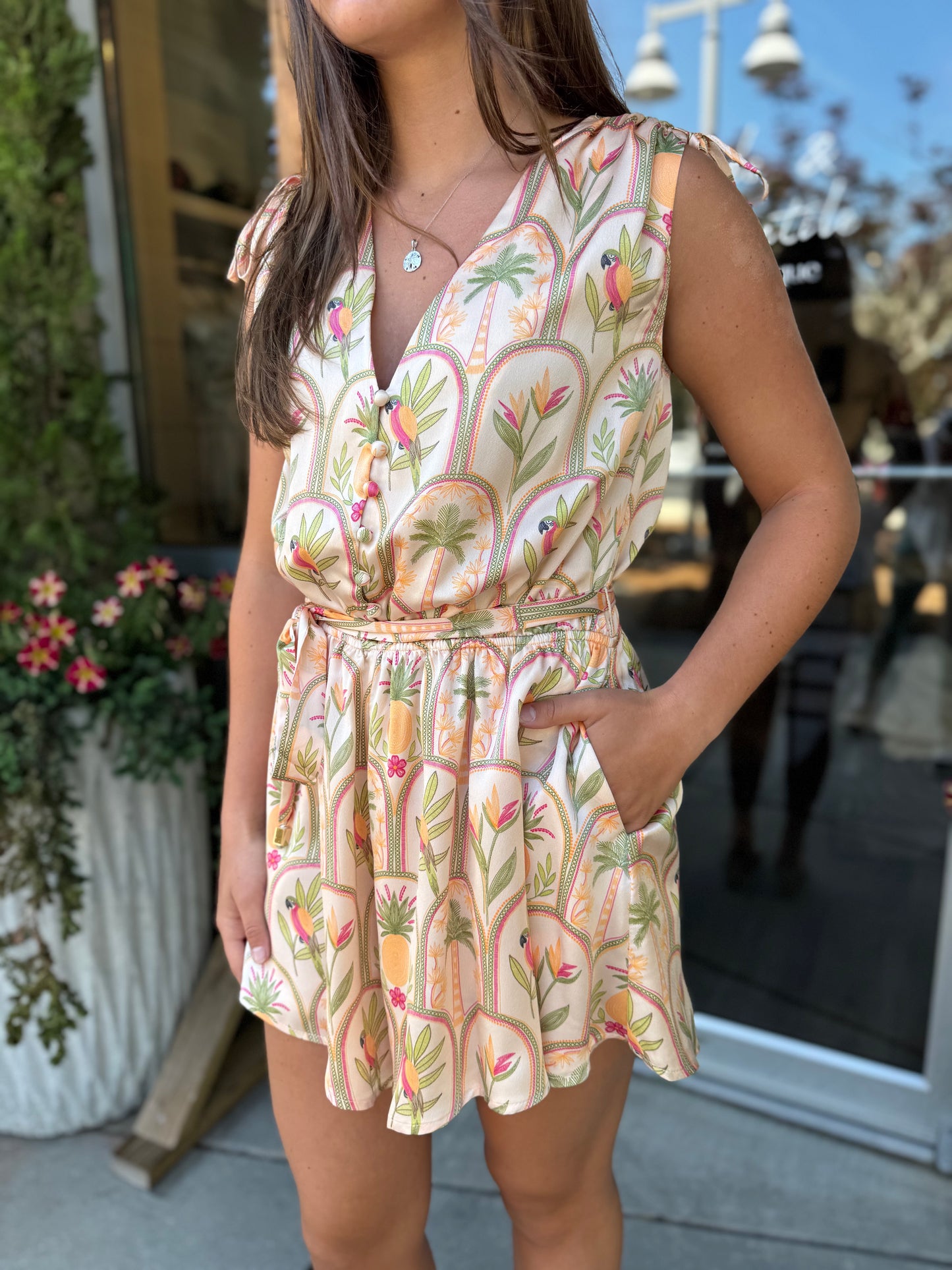 Cinched Shoulder Romper