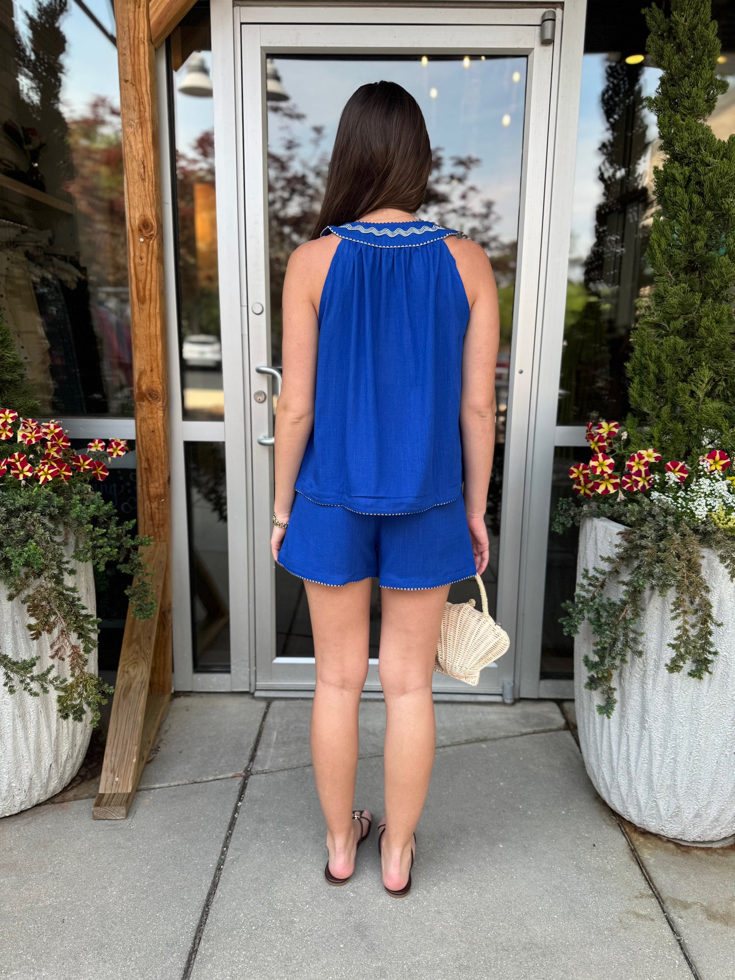 Cobalt Stitch Detail Shorts