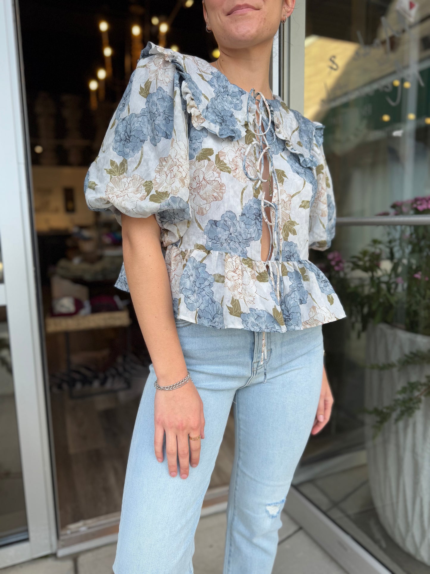 Blue Peony Blouse