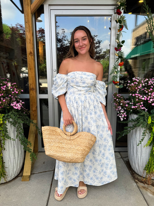 Azure Off Shoulder Maxi Dress