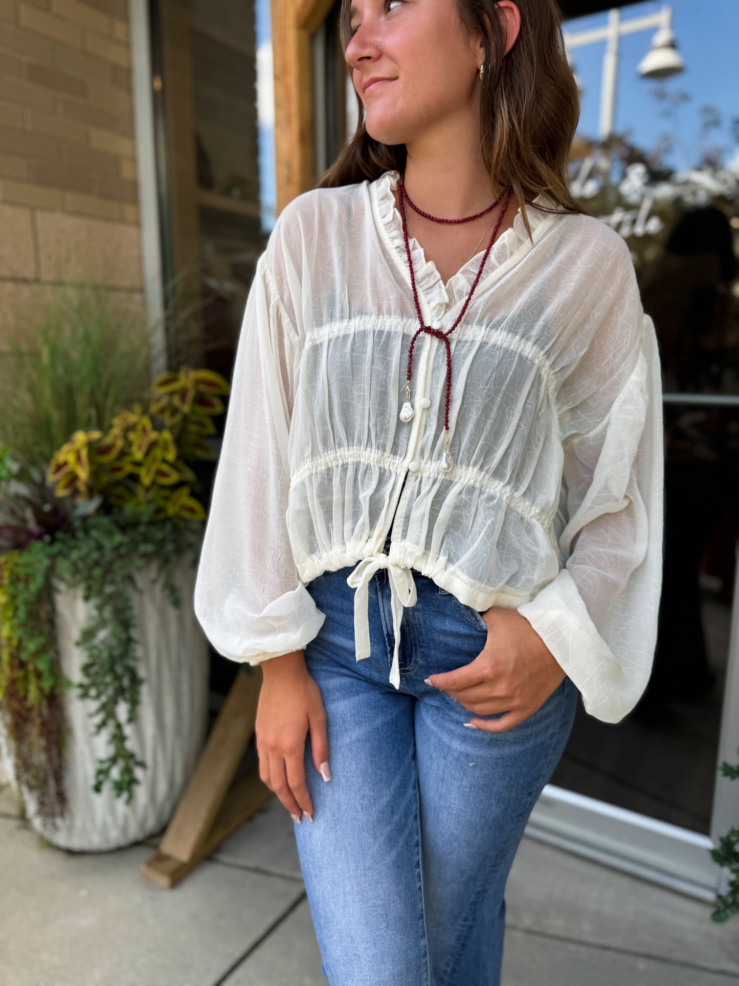 Long Sleeve Blouse With Ruffle Detail