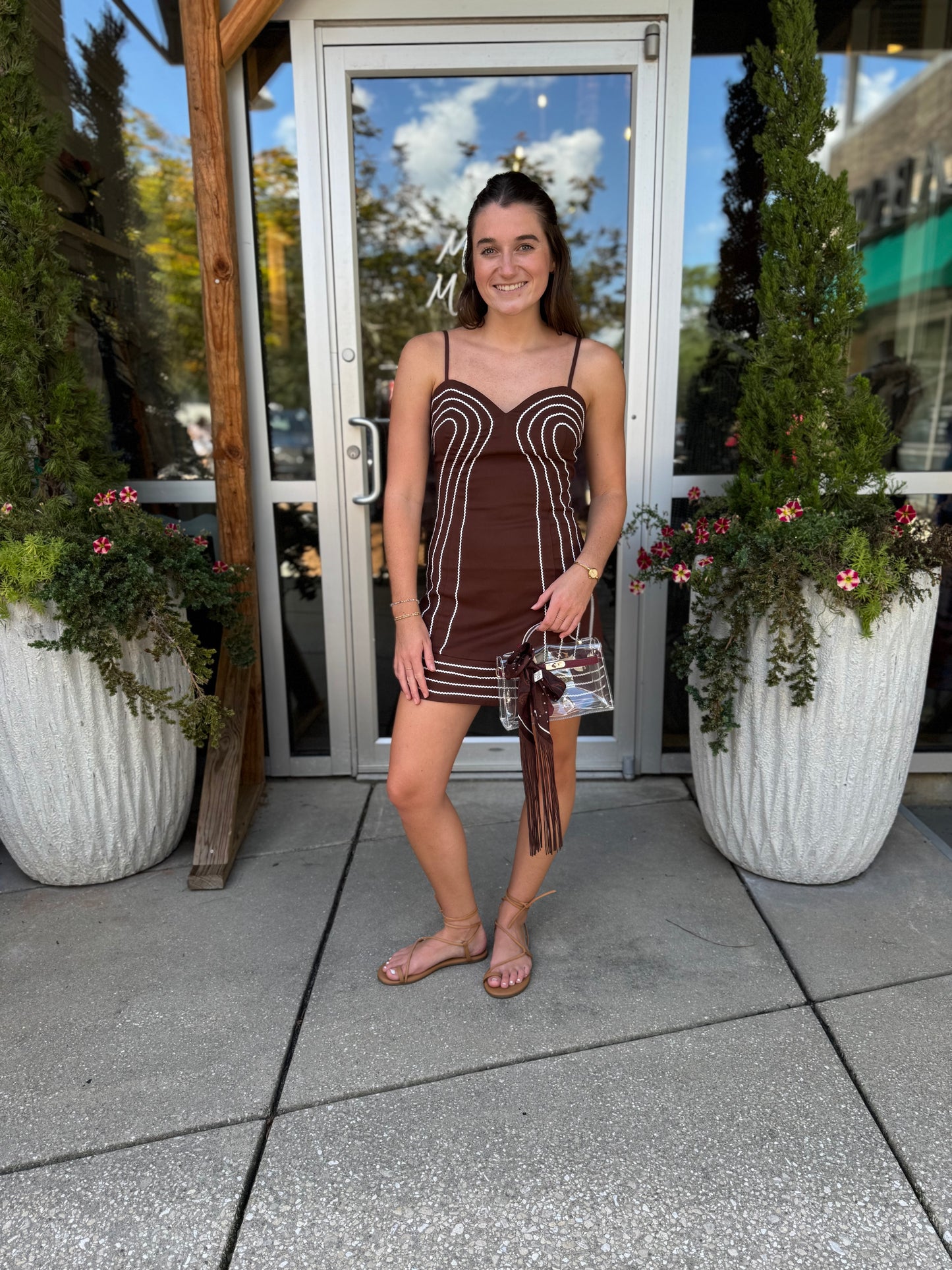 Chocolate Trim Detail Dress