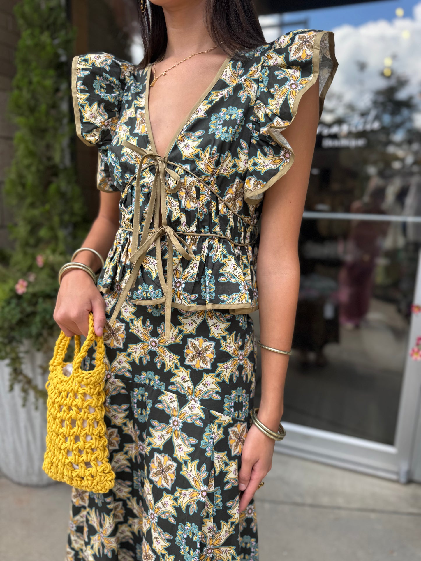 Trellis Ruffle Blouse