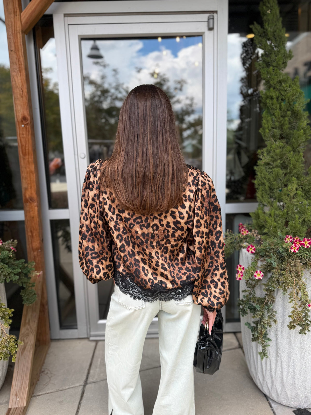 Leopard Lace Trim Blouse