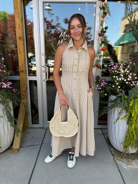 Striped Button Down Maxi Dress