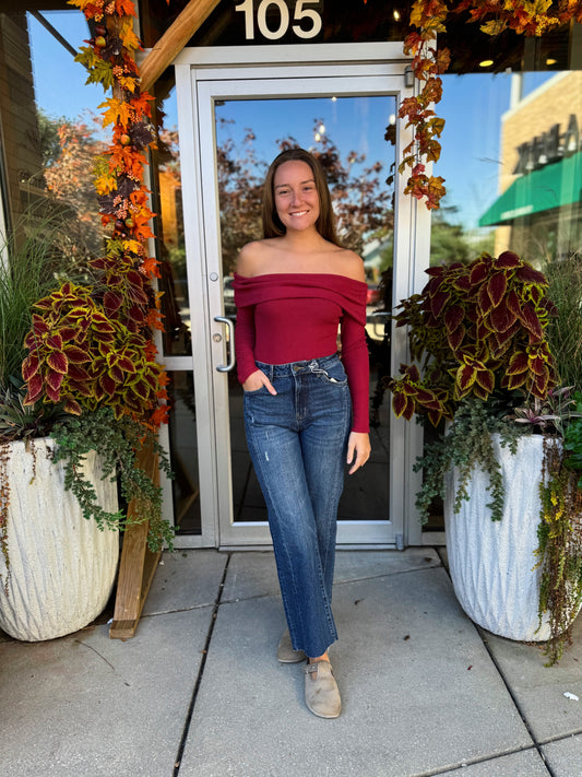 Off Shoulder Knit Bodysuit