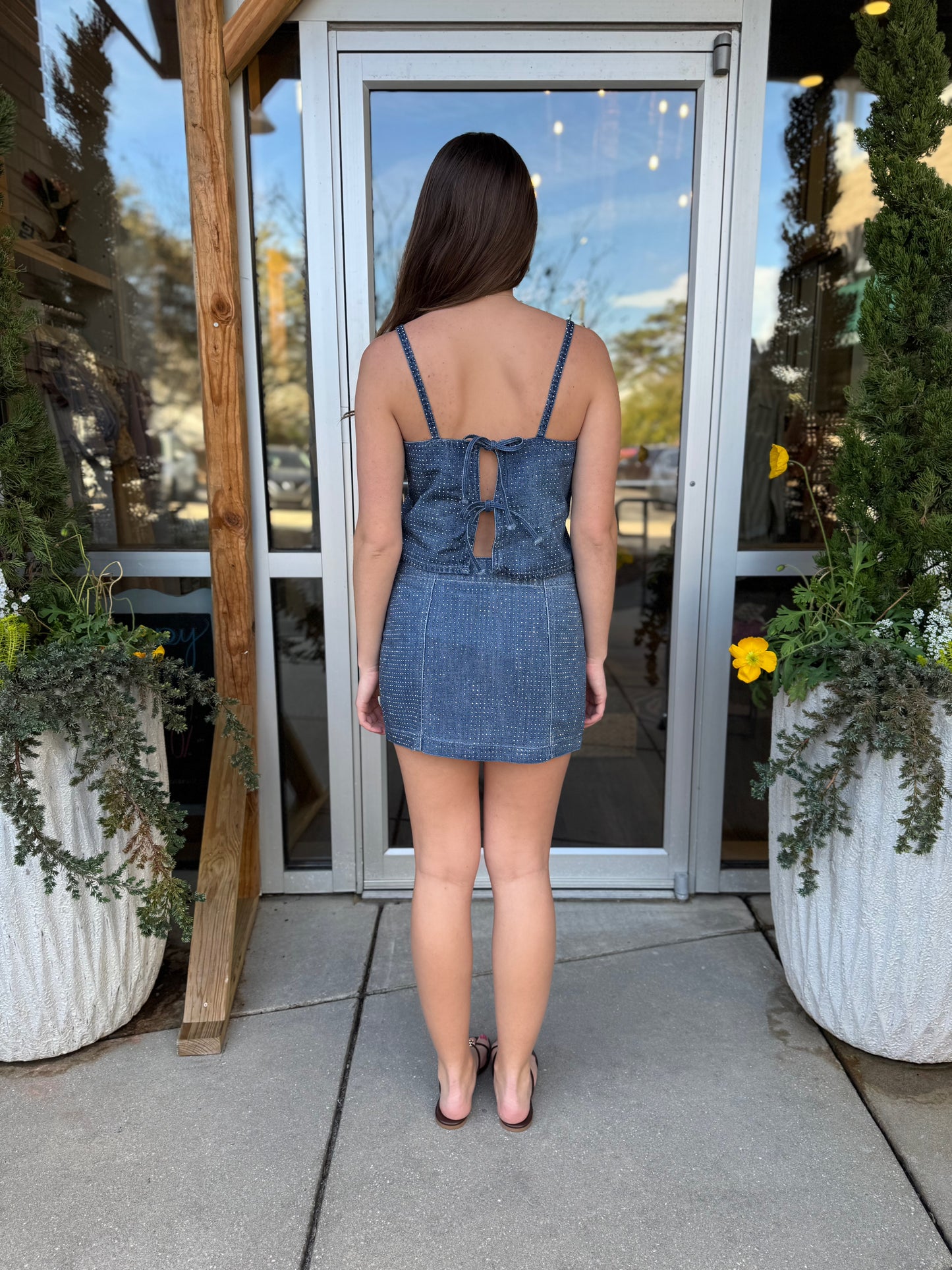 Rhinestone Denim Top