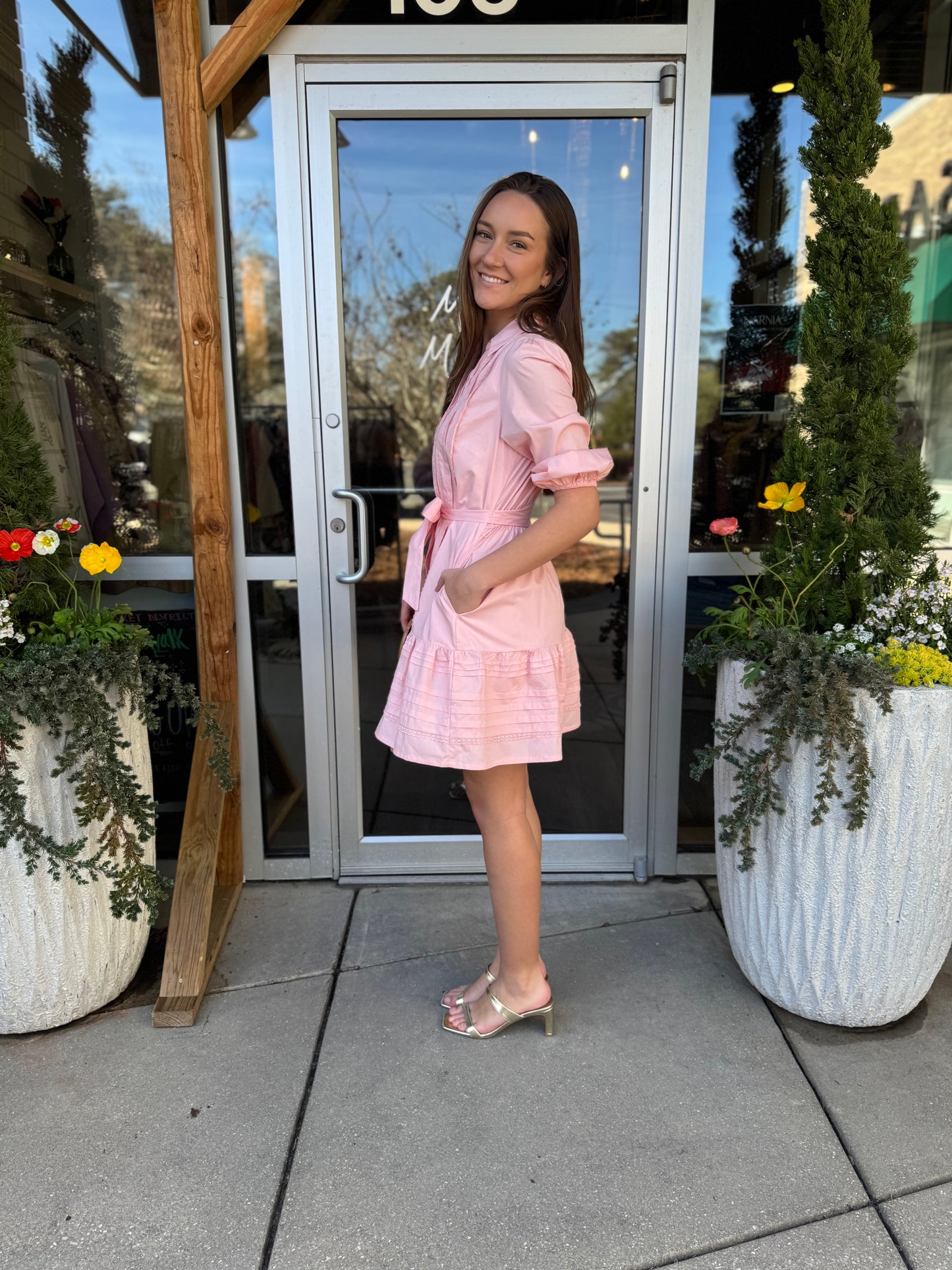 Pink Belt Drop Waist Dress