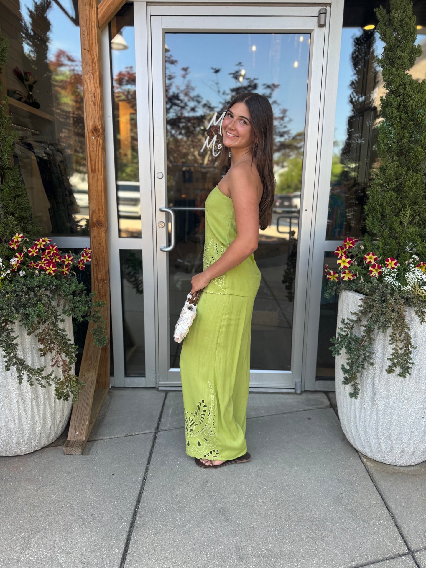 Embroidered Linen Tube Top