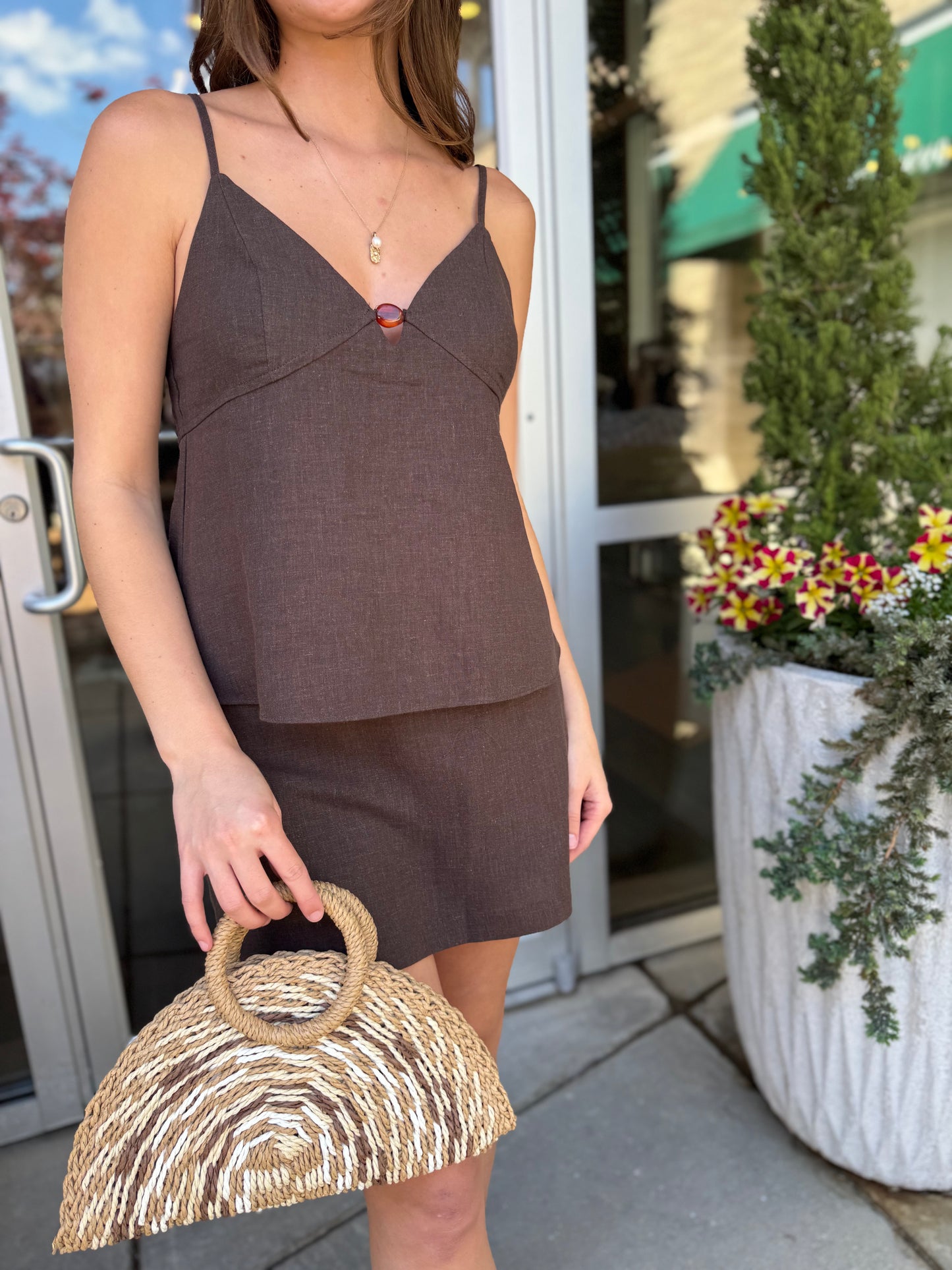 Chocolate Linen Skirt